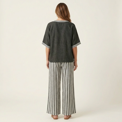 Ensemble Rayé à Col V