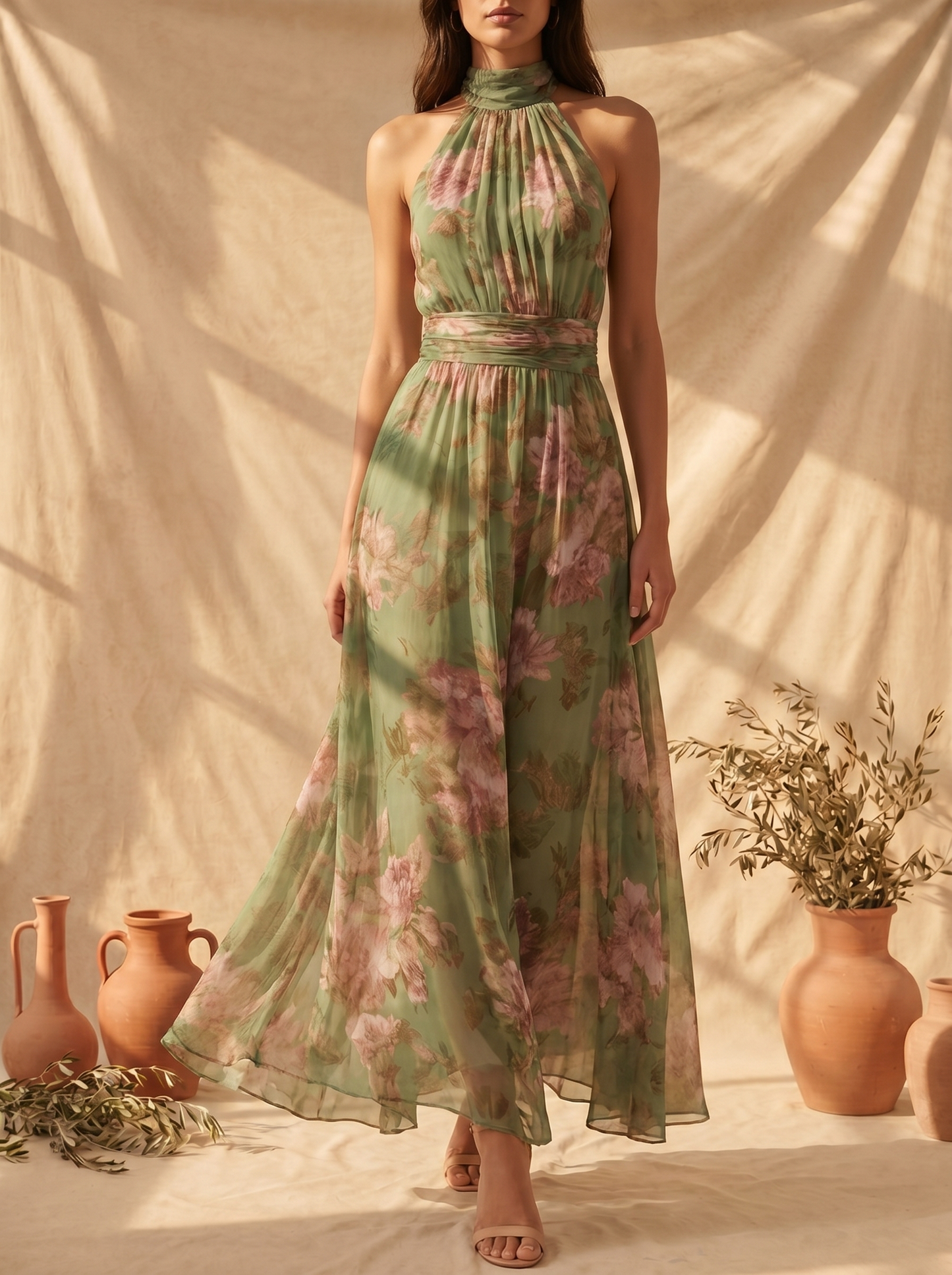 Livia | Robe maxi avec col halter et design élégant