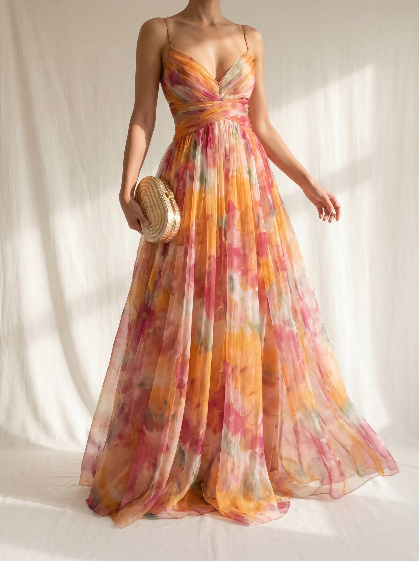 Giselle | Robe maxi en chiffon avec motif floral
