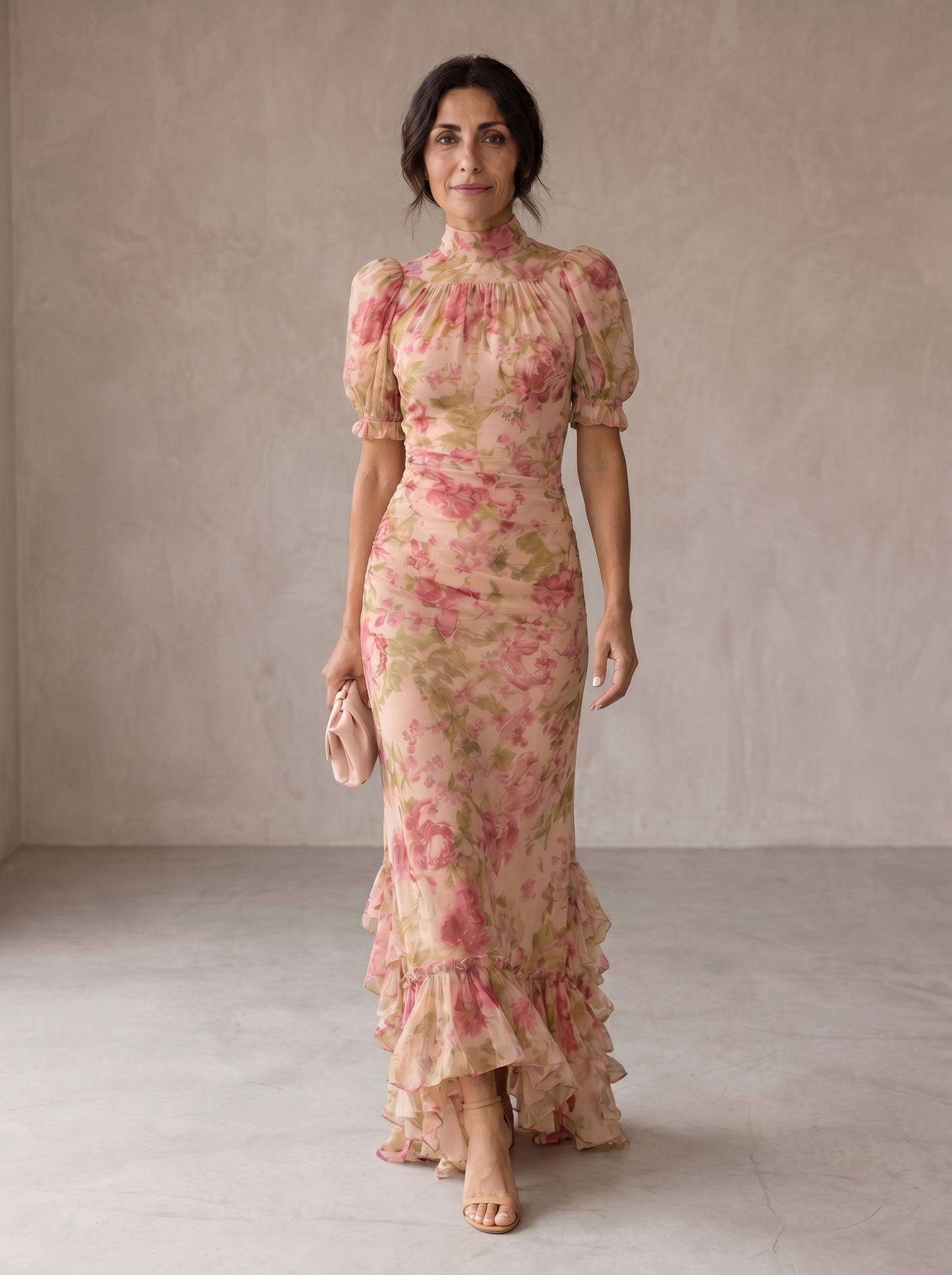 Rosario | Robe longue en chiffon à fleurs