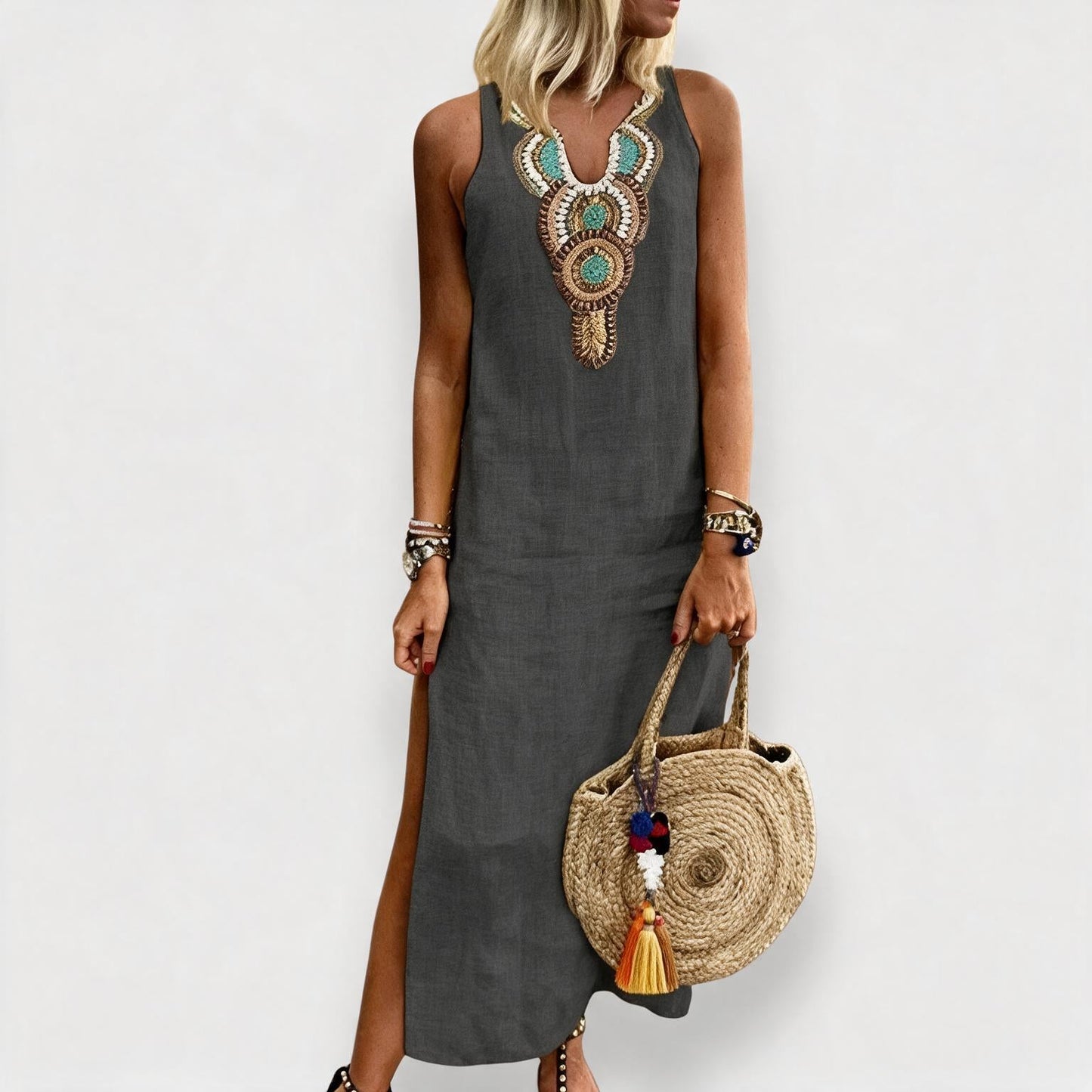 Norvarne | Robe Longue Aztèque Brodée