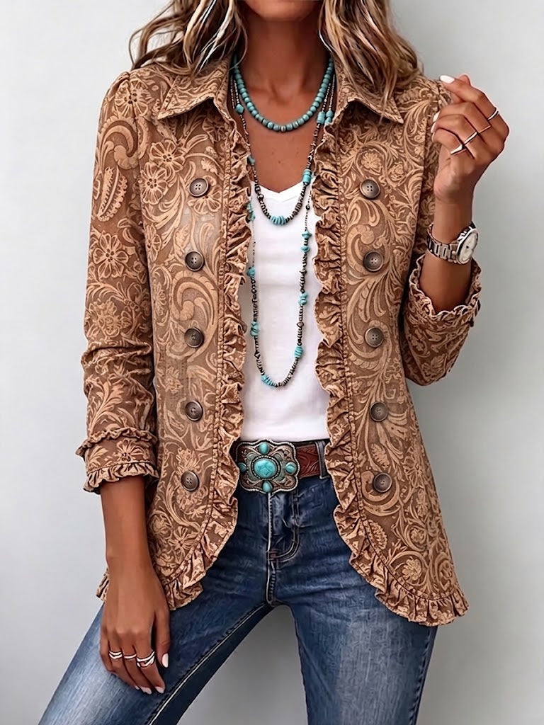 Katell | Veste fleurie vintage à volants